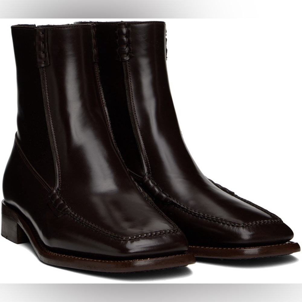 NWT HEREU Brown Quadra Boots size IT 40 - Picture 3 of 5